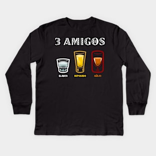 3 Amigos Tequila shots Kids Long Sleeve T-Shirt